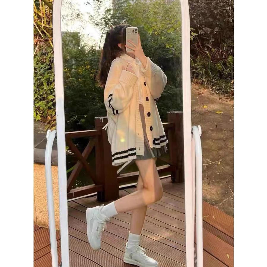 Hàng Sẵn_ Áo khoác len cardigan dệt kim mỏng phong cách nữ sinh đại học Hadu shop