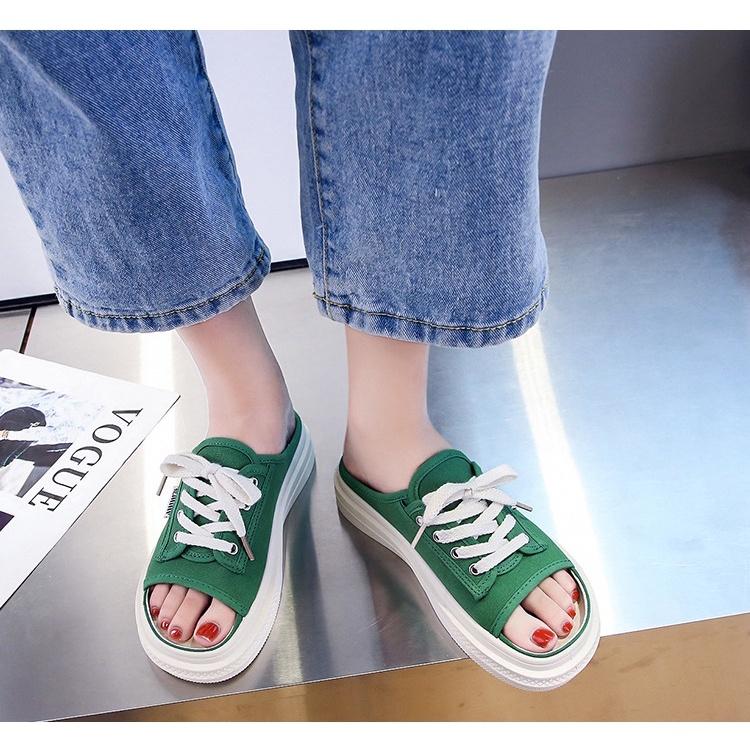 GIÀY SỤC THỂ THAO HỞ MŨI CHẤT CANVAS ĐẾ 3CM THỜI TRANG HOTREND 2022