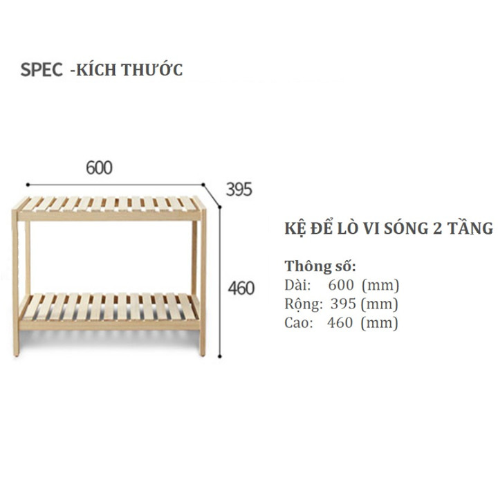 Kệ lò vi sóng gỗ thông - Kệ để đồ dùng nhà bếp