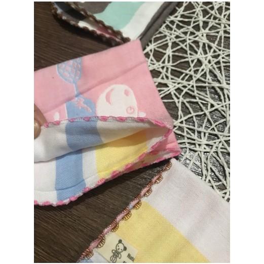 Set 5 Khăn rửa mặt xô 4 lớp sợi tre cho bé LEE KID, khăn xô rửa mặt cotton mềm mịn cho bé có họa tiết