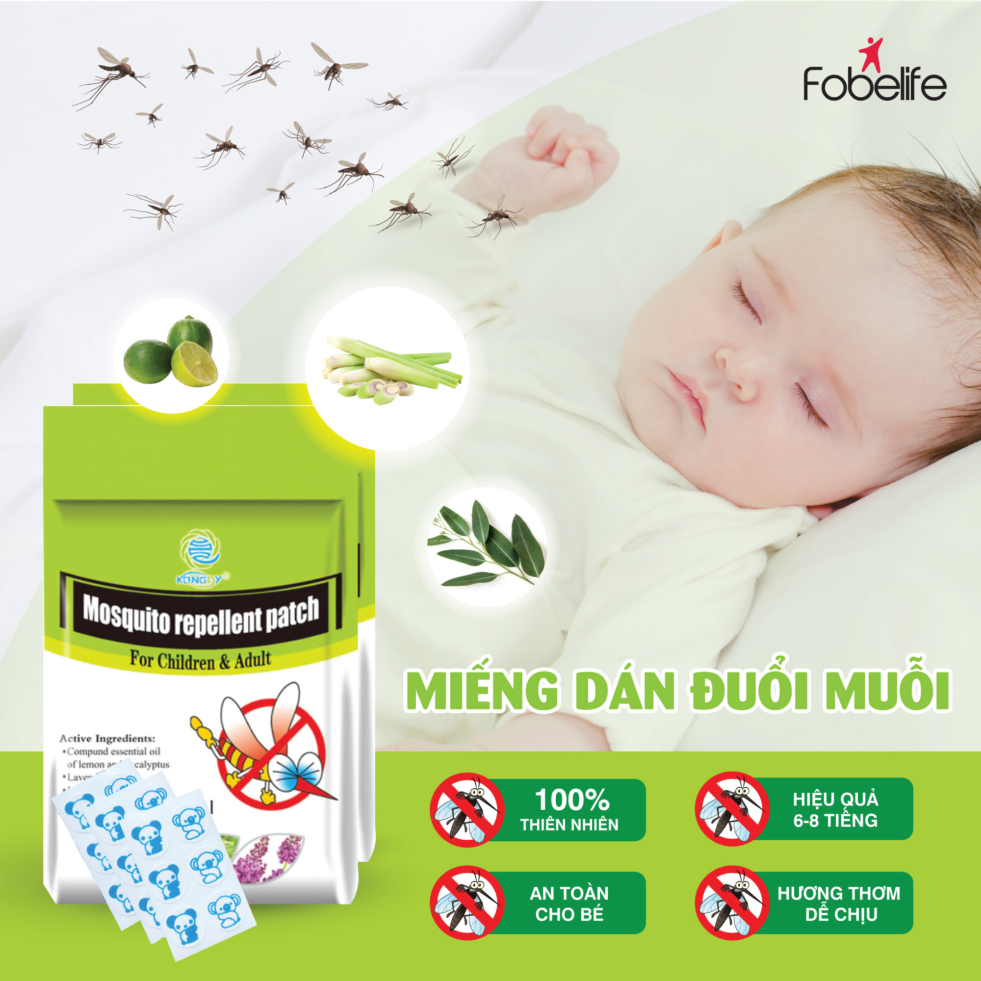 Combo 6 Miếng Dán Tinh Dầu Đuổi Muỗi An Toàn Cho Bé TẶNG 1 Miếng Dán Đuổi Muỗi KongDy