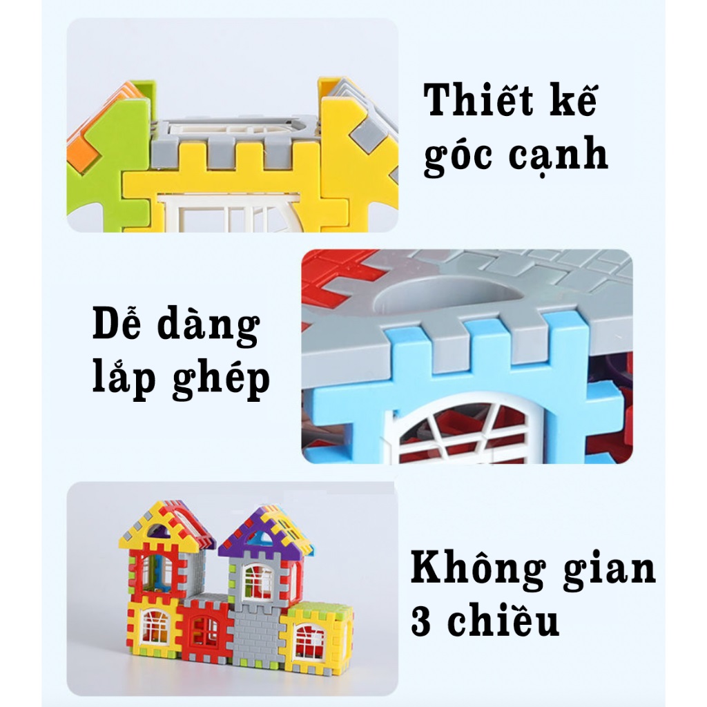 Đồ chơi lắp ráp lego mô hình ngôi nhà 210 miếng ghép cho bé trai gái xếp hình thông minh, quà tặng sinh nhật cho bé