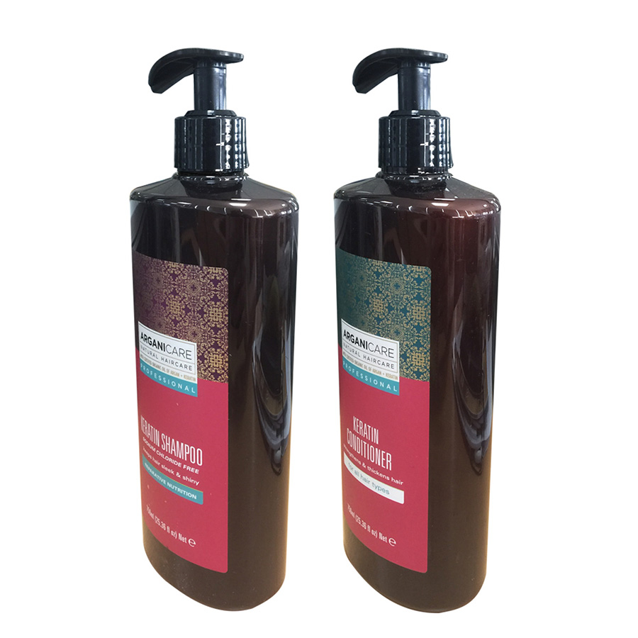 COMBO Gội xả cho tóc hư tổn và tóc làm hóa chất KERATIN ARGANICARE 750ml Israel  (Tặng Xịt Dưỡng Arte Umix-2 Hàn Quốc 120ml )