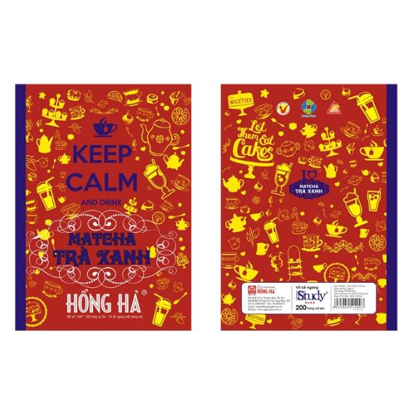 Vở Keep Calm &amp; Matcha Trà Xanh - Kẻ Ngang 200 Trang - Hồng Hà 1400 (Mẫu Màu Giao Ngẫu Nhiên)