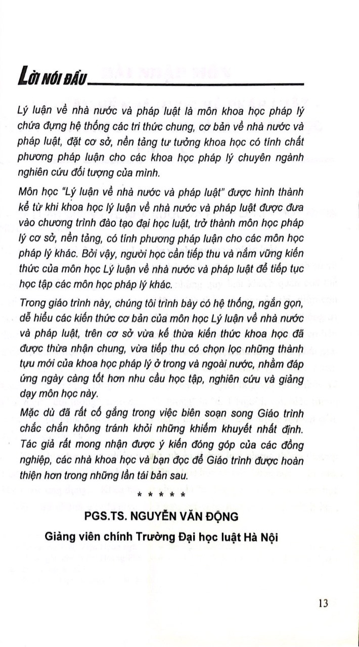 Giáo Trình Lý Luận Về Nhà Nước Và Pháp Luật ( Dùng Cho Đào Tạo Đại Học Luật Và Trên Đại Học Luật)