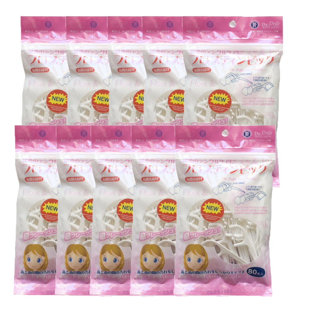 Combo 10 Bịch Tăm Chỉ nha khoa Okamura Japan 80P (Bịch 80 cây* 10 bịch)