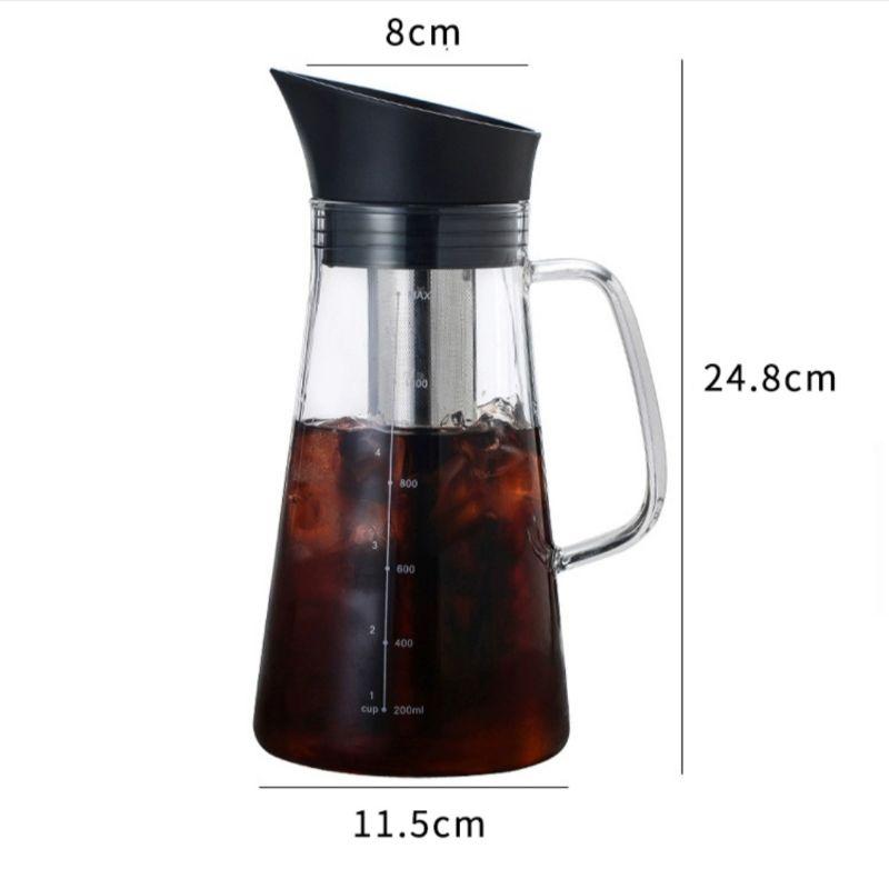 Bình Pha Cà Phê Cold Brew 1200ML Thủy Tinh Chịu Nhiệt, Bình Ủ Cafe Cold brew có Tay Cầm