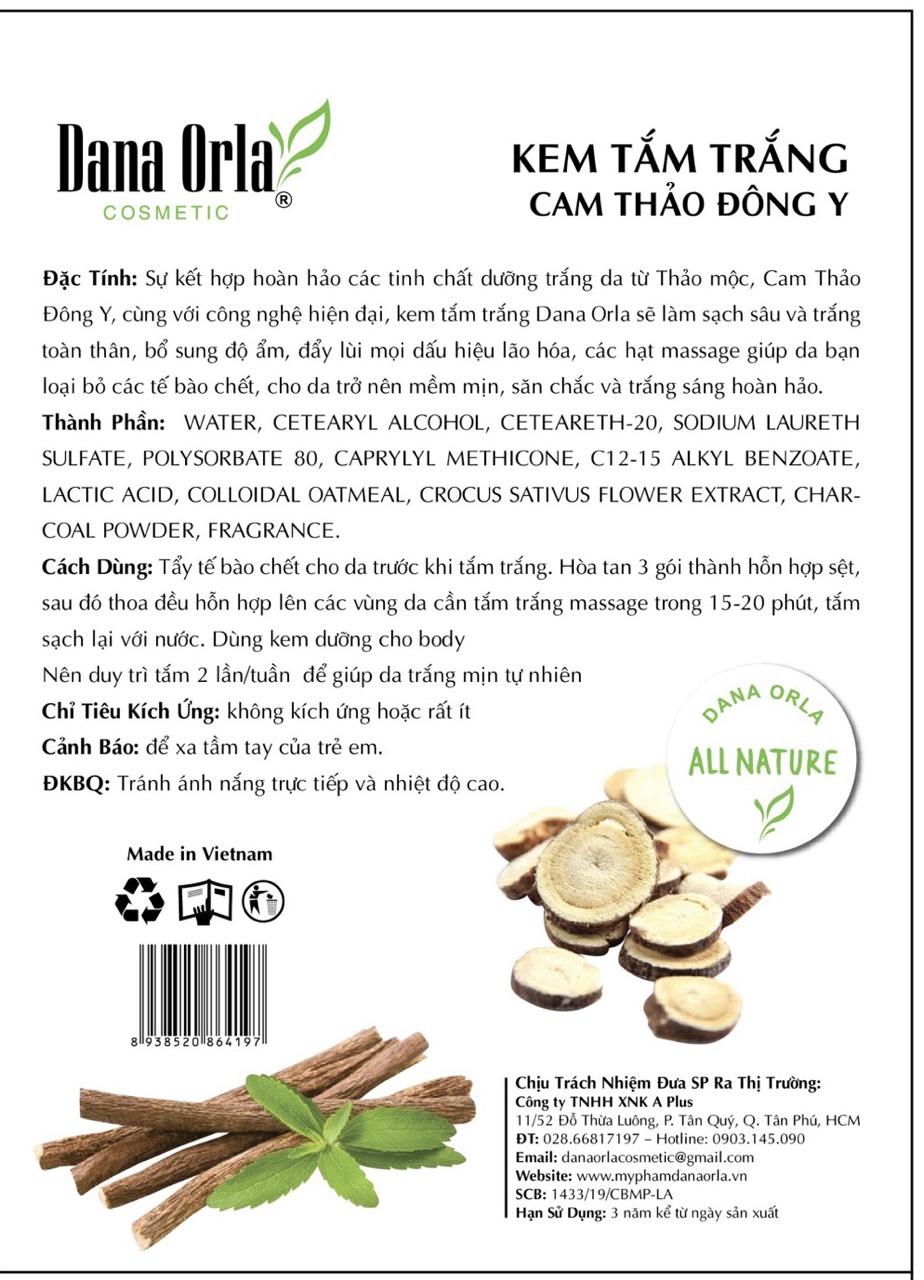 Kem tắm trắng toàn thân Thảo Mộc, Cam Thảo Đông Y Dana Orla