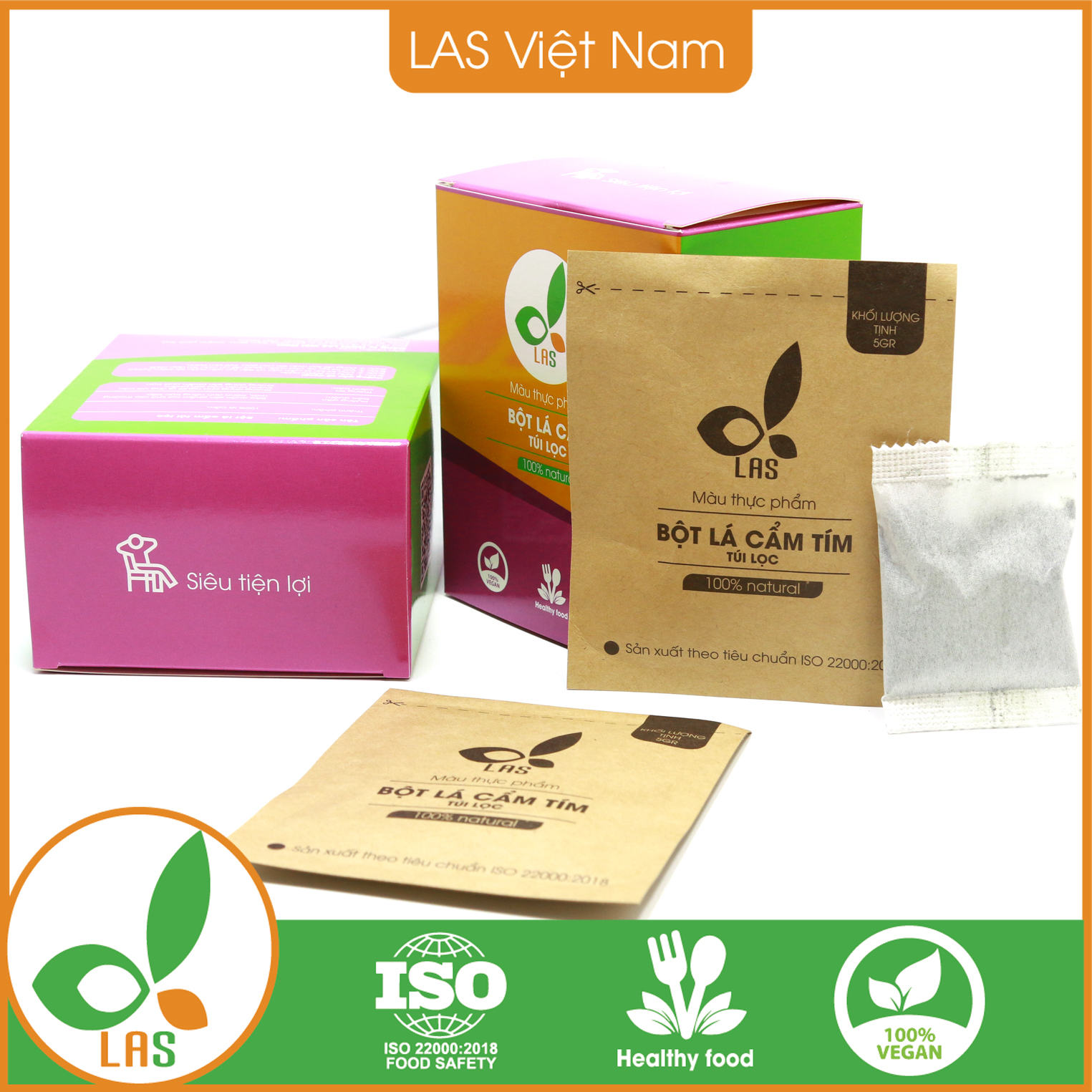 Bột lá cẩm túi lọc - Hộp 50gr, 10 gói | LAS Việt Nam