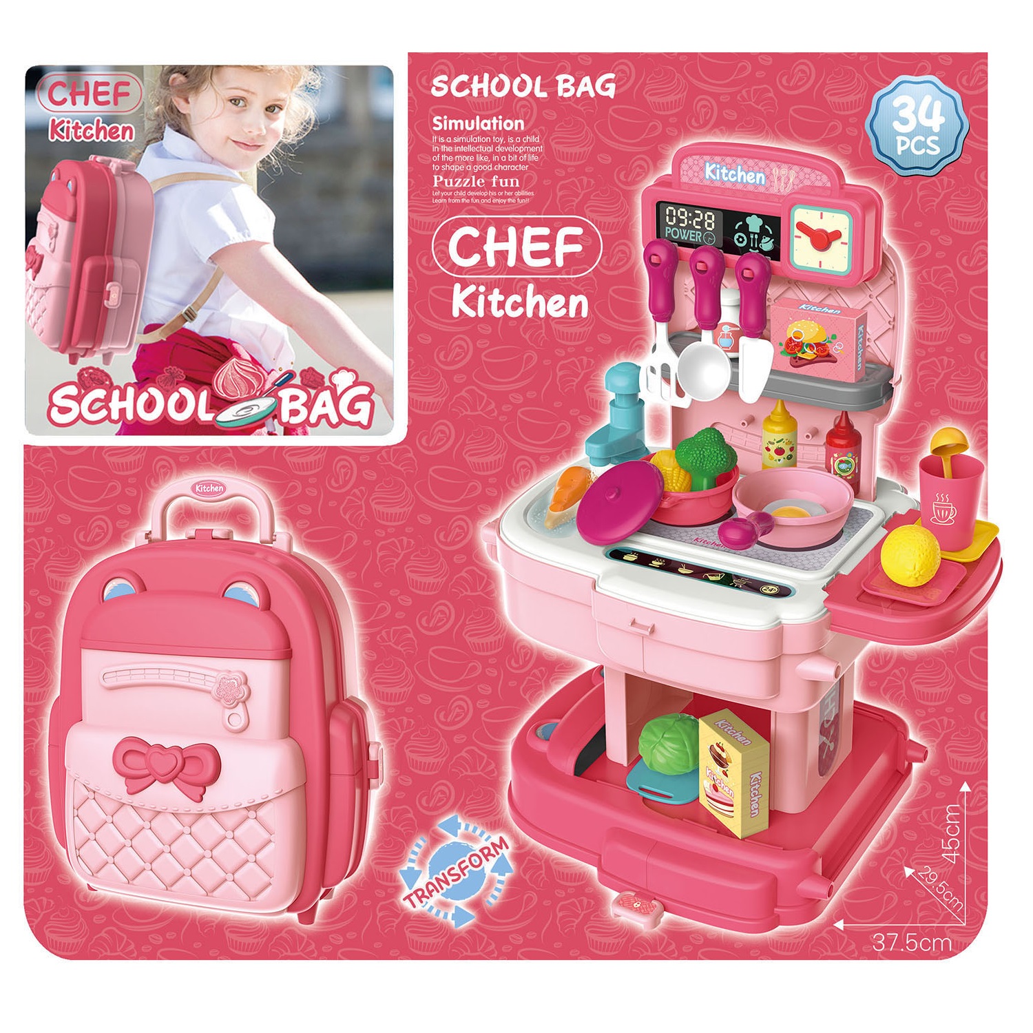 Đồ Chơi Nhà Bếp Cho Bé Nhập Vai Làm Bếp Bowa - Kitchen Set School Bag Role