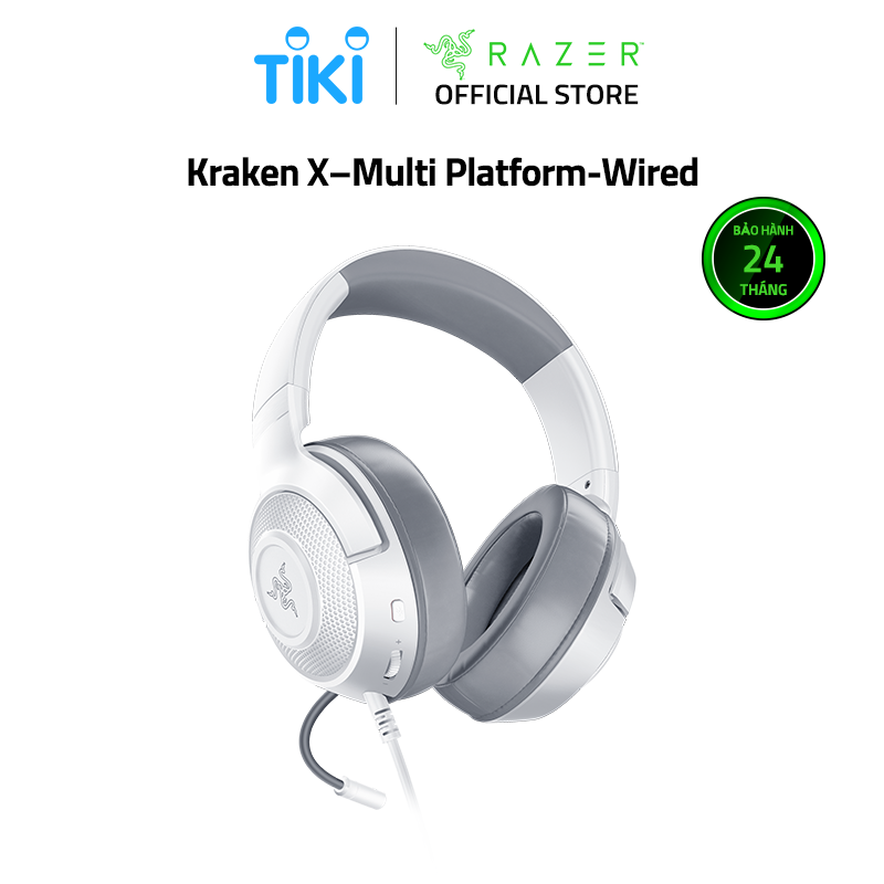 Tai nghe Razer Kraken X–Multi Platform Wired - Trắng (Mercury) - Hàng Chính Hãng