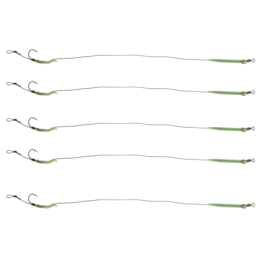 5Pieces Carp Fishing Hook Link Braided Line Hair Rigs Terminal Tackle 8#