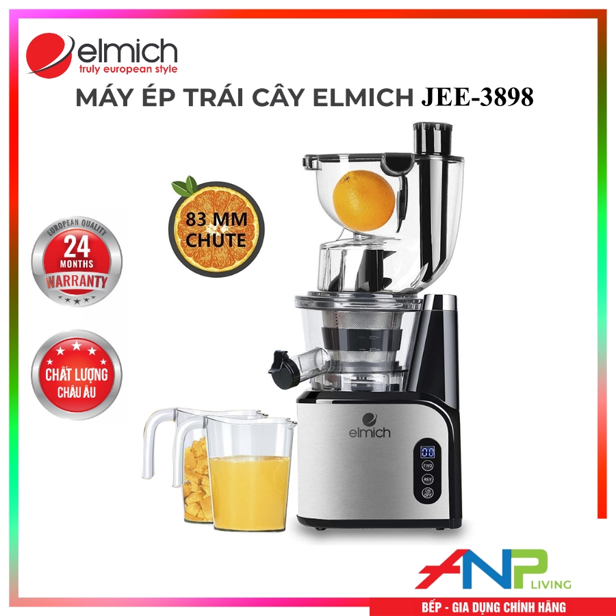 Máy Ép Trái Cây Tốc Độ Chậm Elmich JEE-3898 (Công Suất 240W, - Ống Tiếp Nguyên Liệu size Lớn 83mm) - Hàng chính hãng