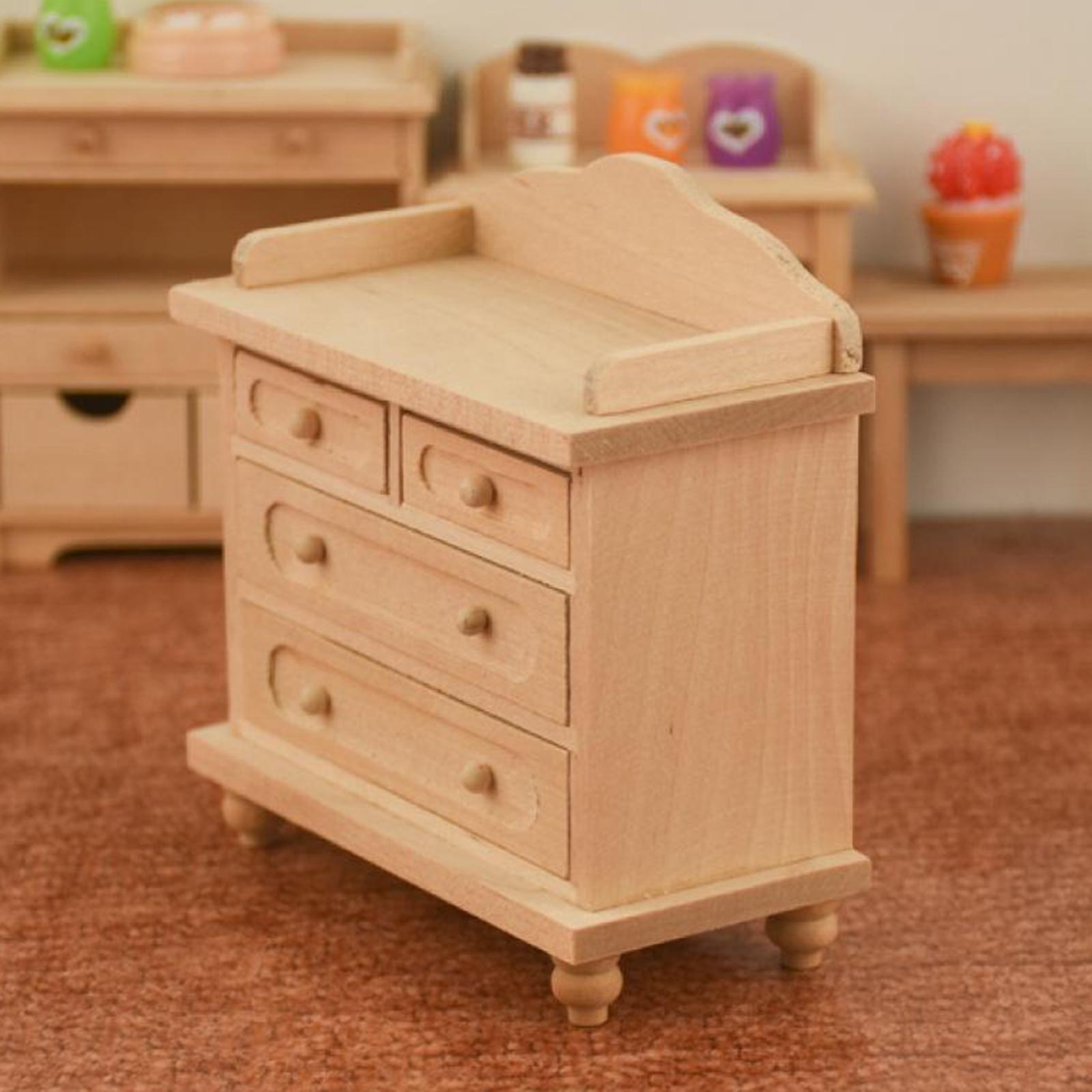 1/12 Dolls House Modern Handmade Wood Nightstand Cabinet Furniture Accessory