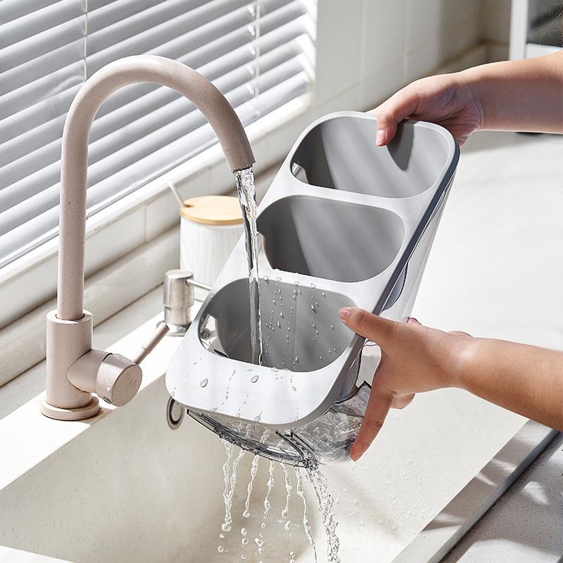 Hộp Đựng Ráo Đũa Muỗng Nĩa 3 Tầng Dạng Nghiên Phong Cách Nhật Bản