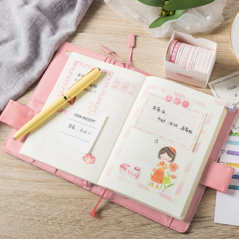 Bộ 10 Băng Keo Washi Tape nhiều màu sắc dùng trang trí album độc đáo, sổ nhật kí DIY