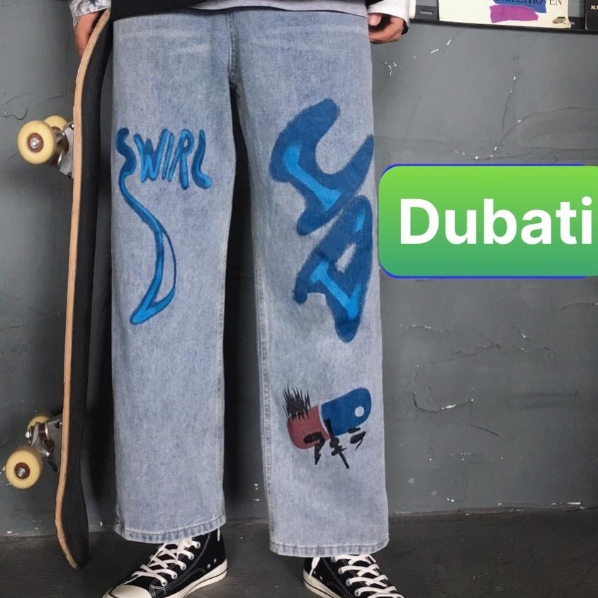 QUẦN BAGGY NAM, QUẦN JEAN NAM IN CHỮ KIỂU MỚI HOT TREND 2021- DB 43- DUBATI FASHION