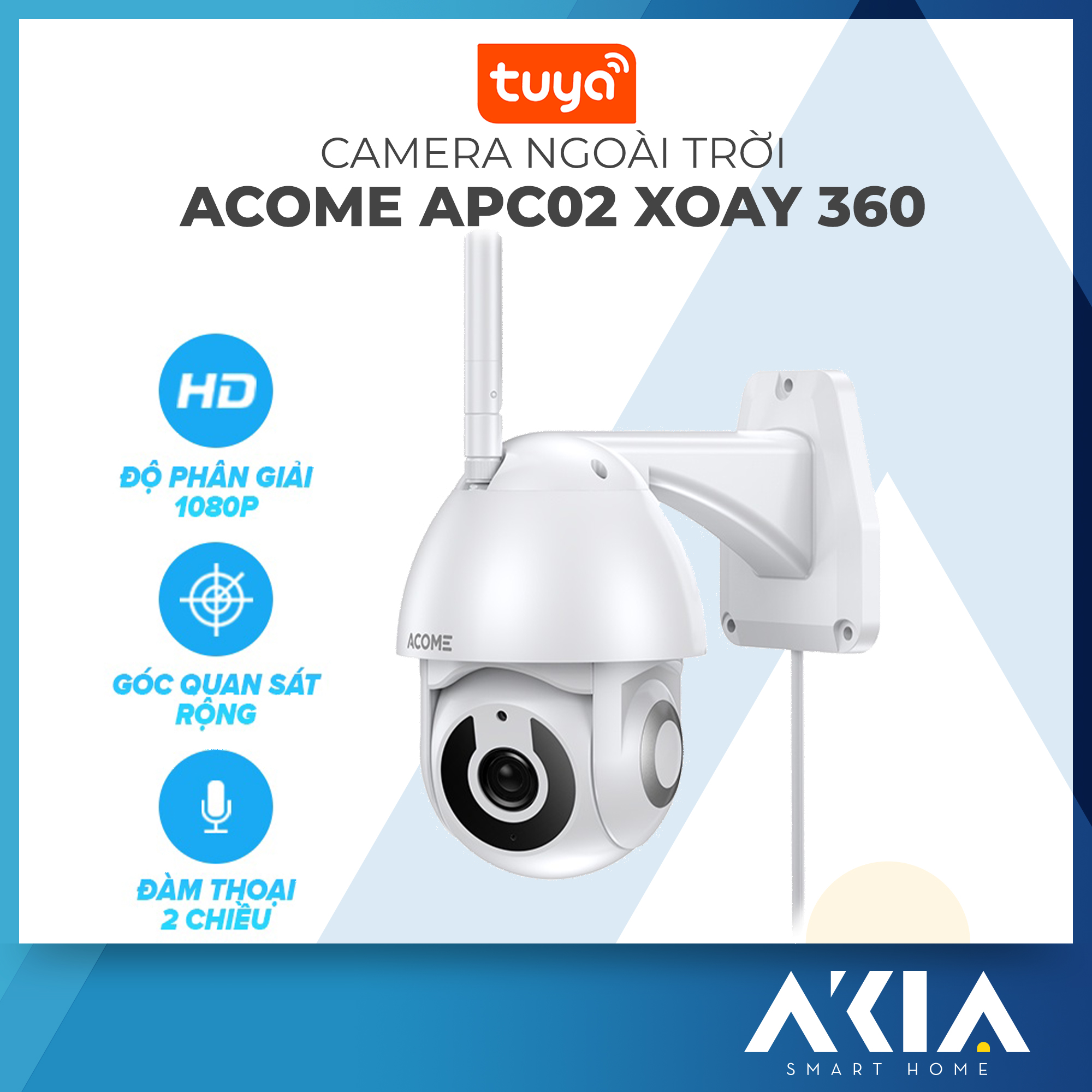 Camera Wifi Thông Minh Ngoài Trời ACOME APC02 Độ Phân Giải 1080P  [Hàng Chính Hãng]