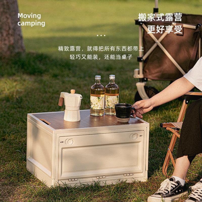 Phong cách mới nhất ngoài trời đôi cửa gấp hộp lưu trữ cắm trại với hộp lưu trữ nắp gỗ hộp lưu trữ cốp xe dung tích lớn