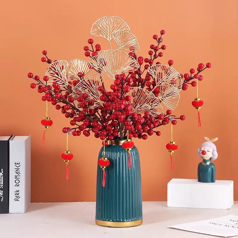 Nhánh rẻ quạt đồng rẻ quạt nhũ kim tuyến decor trang trí nhà cửa cổng cưới rạp cưới tháp bia làm oản tài lộc - hoa giả