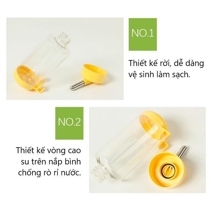 Bình nước tự động gắn chuồng cho chó mèo 500ml