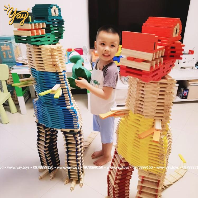 Xếp Hình Khối Gỗ City Blocks 100 thanh gỗ Màu Sắc Mideer An Toàn Cho Bé 2+