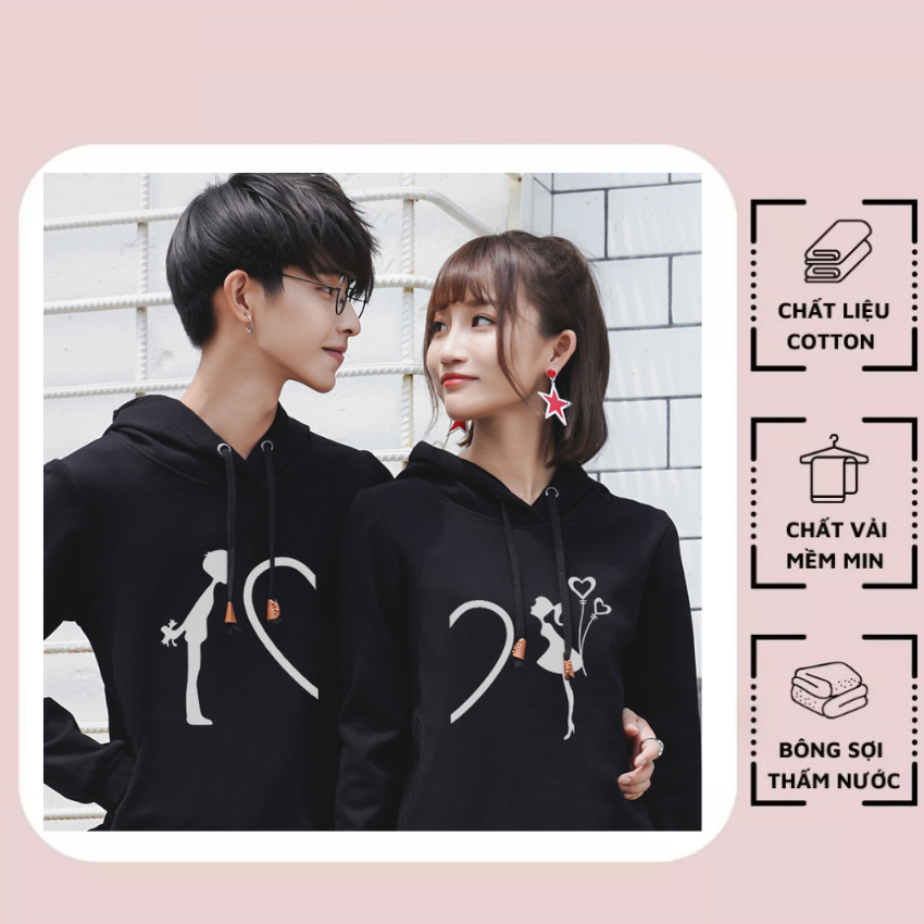 Áo Đôi Nỉ Nam Nữ MM05, Áo Đôi Có Mũ In Hình Ghép Tim ý Nghĩa, Vải Nỉ Bông In Hình Dễ Thương