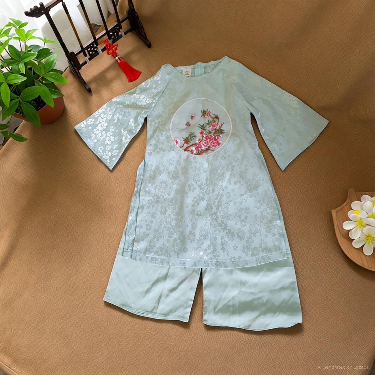 Áo dài bé 3-4 tuổi (12-16kg) hàng thanh lý/secondhand new 90% (hồng/xanh)