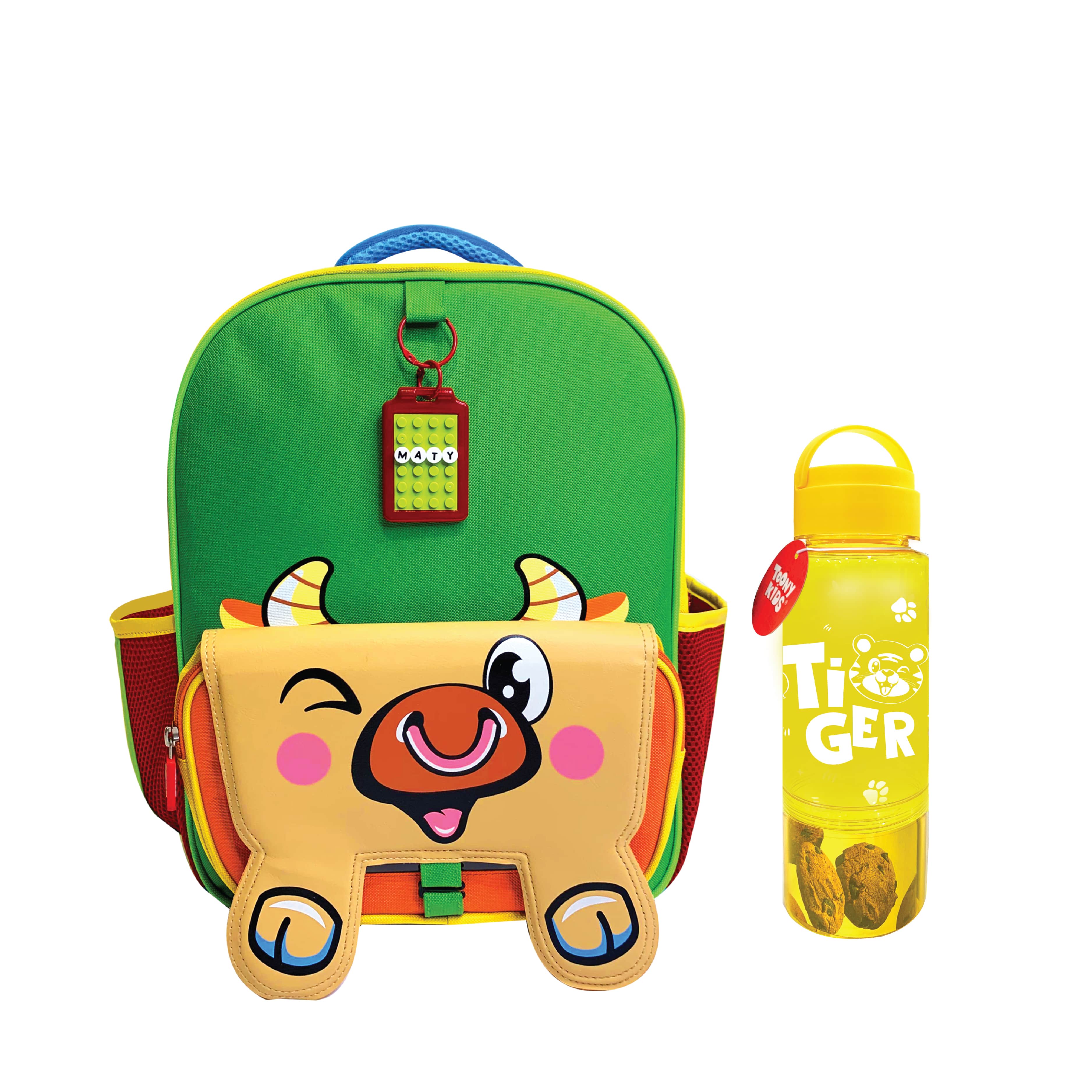 Combo Balo Sáng Tạo TOONYKIDS Cá Nhân Hóa và Bình Nước Trâu Cọp TN00423-002 [Tặng Kèm Sticker