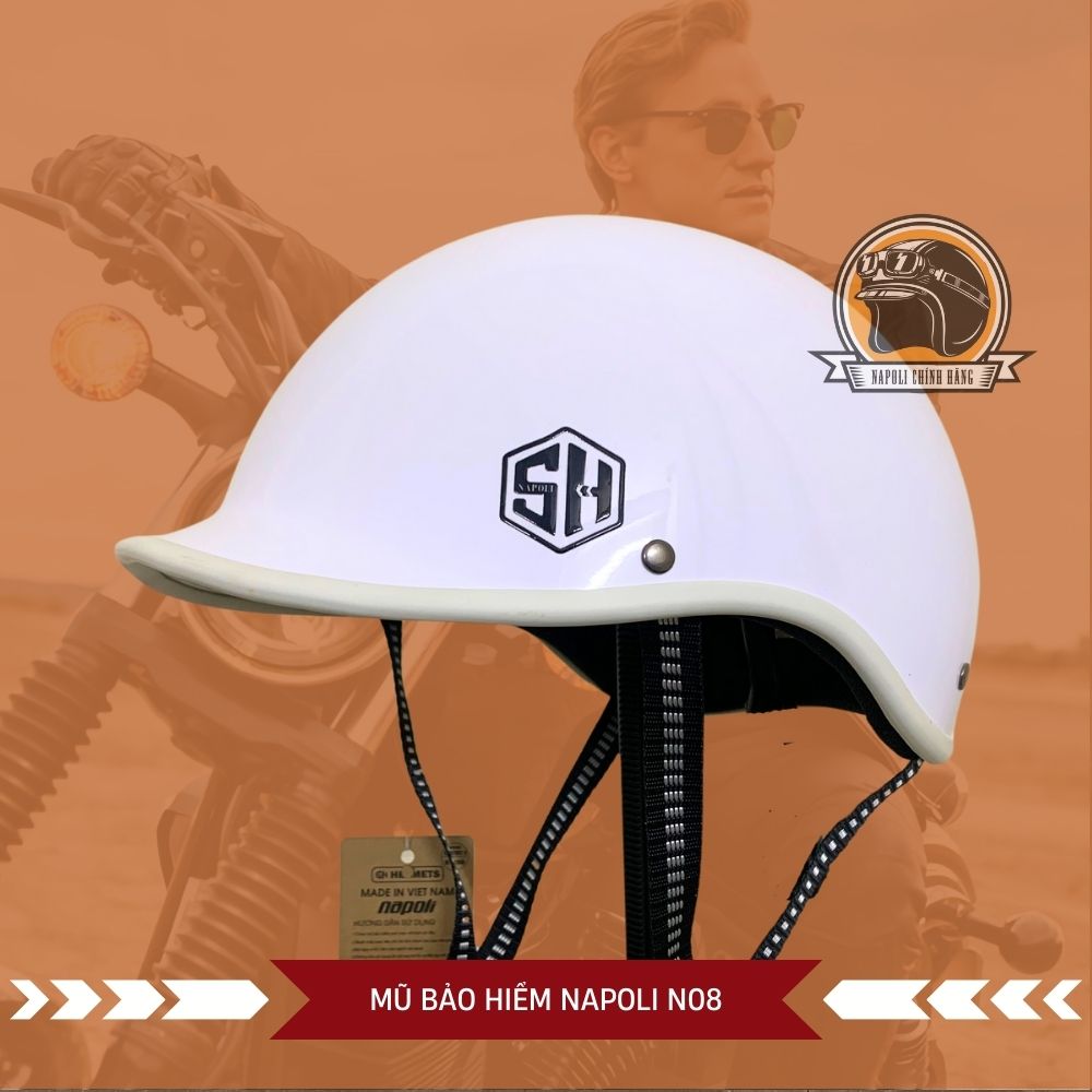 Mũ Bảo Hiểm Napoli Nửa Đầu [CHÍNH HÃNG] [FREESHIP] - Nón Bảo Hiểm Napoli 1/2 N08 - Đủ Màu - Freesize