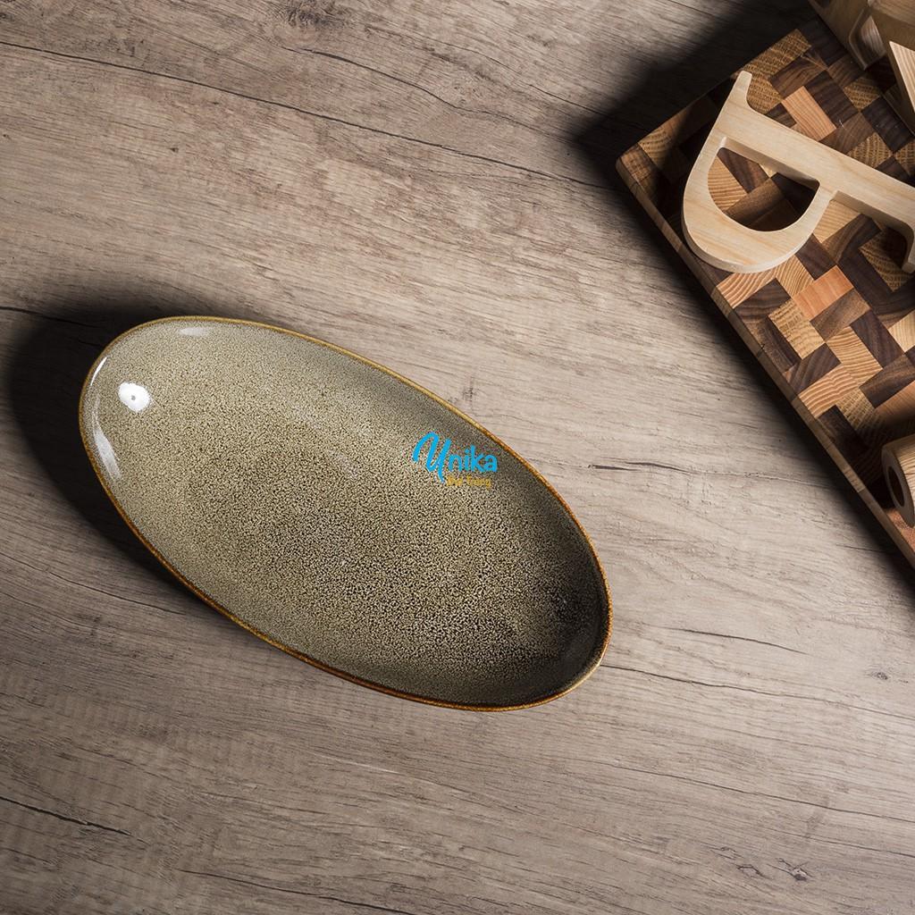 Khay Xoaì Men Gấm Vàng - Đĩa xoài Men Hỏa Biến - Gốm Sứ Cao Cấp Bát Tràng
