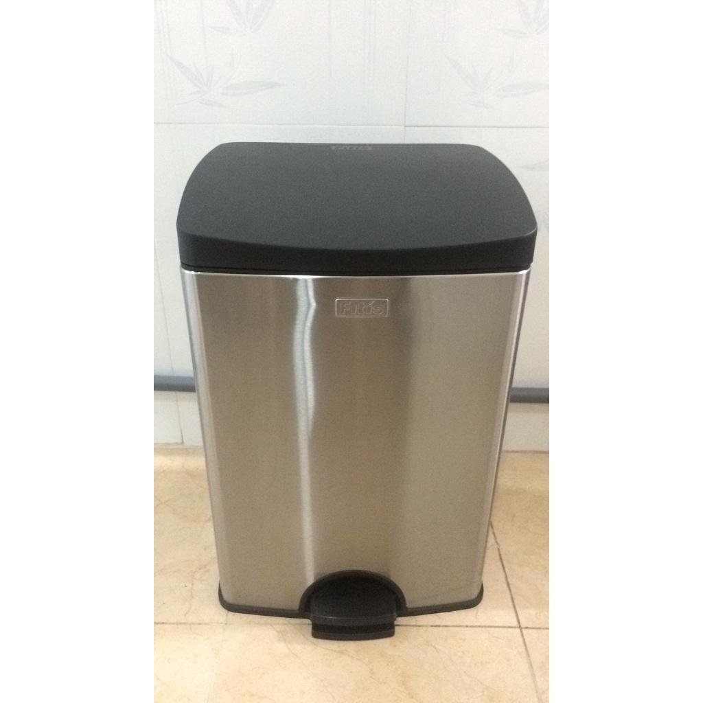Hùng rác inox đạp chân 15 Lít giảm chấn chống vân tay thùng rác nhà bếp thùng rác inox