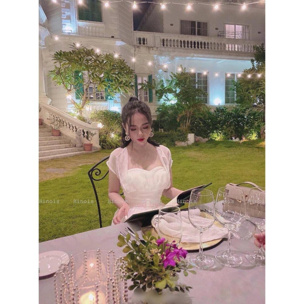 Váy Xoè Ngắn Tay Phồng Cổ Vuông - Đầm Dáng Xòe Cúp Ngực, Style Bánh Bèo Tiểu Thư, Chất Liệu Voan Tơ Cao Cấp cực xinh
