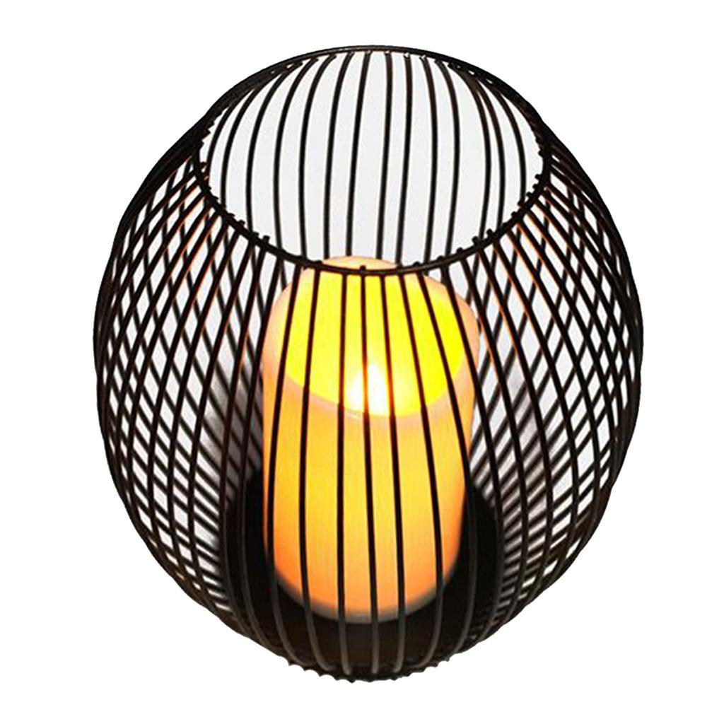 Vintage Style Iron Wire Candle Holder with LED Candle for Home Wedding Decor