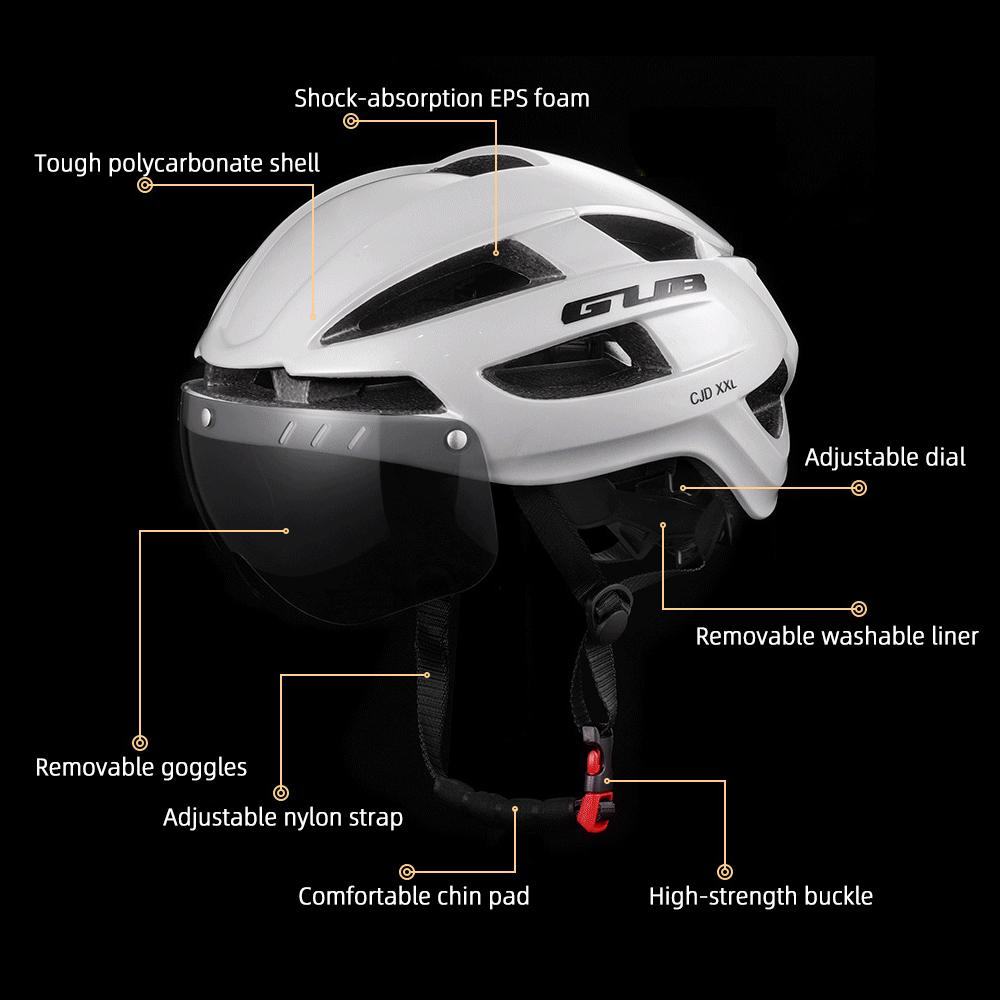 GUB Bike Helmet with Detachable Magnetic Goggles Men Women Ultralight Adjustable MTB Cycling Bicycle Helmet Sports