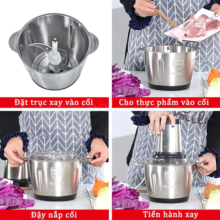 Máy Xay Thực Phẩm Đa Năng 250W Cối INOX 304, Dung Tích 2.0L