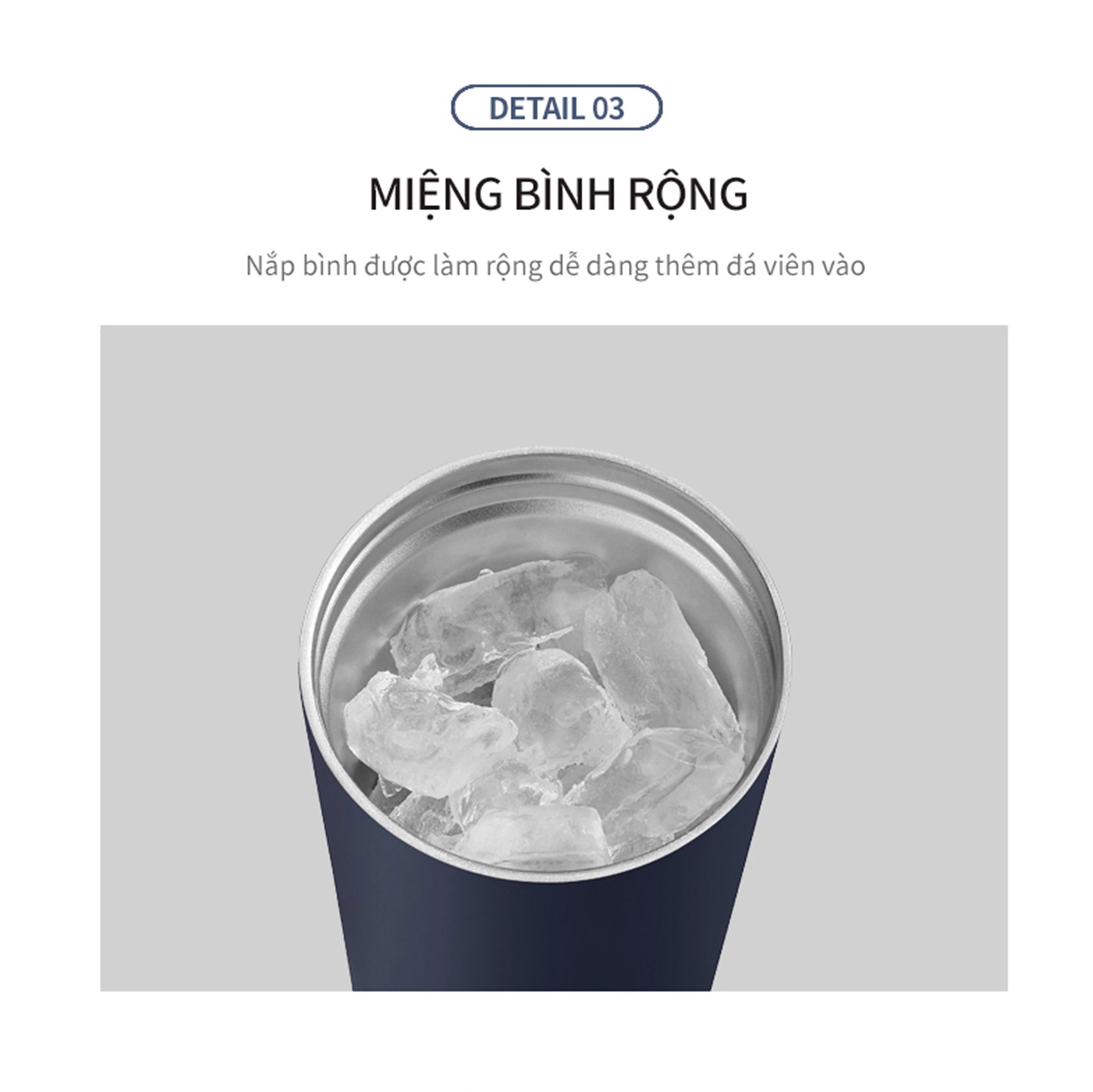 Bình giữ nhiệt Lock&amp;Lock Bucket Tumbler Nắp đậy có ống hút - Màu xanh navy LHC4268NVY 540ml - Hàng chính hãng thép không gỉ quai xách tiện lợi - JoyMall