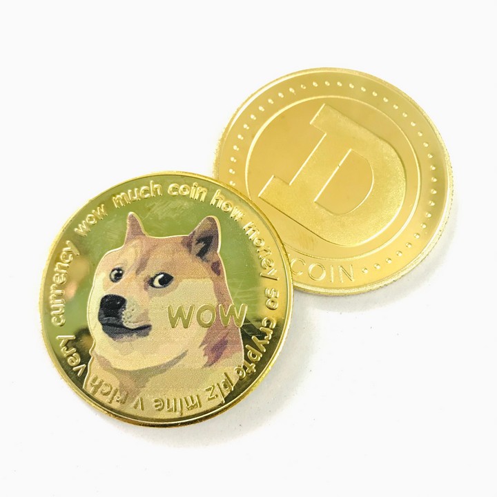 Xu kỷ niệm Dogecoin Vàng Dùng để sưu tầm, giải trí trang trí bàn sách, bàn làm việc, làm quà tặng dễ thương ý nghĩa, kích thước 4cm, màu vàng - TMT Collection - SP005311