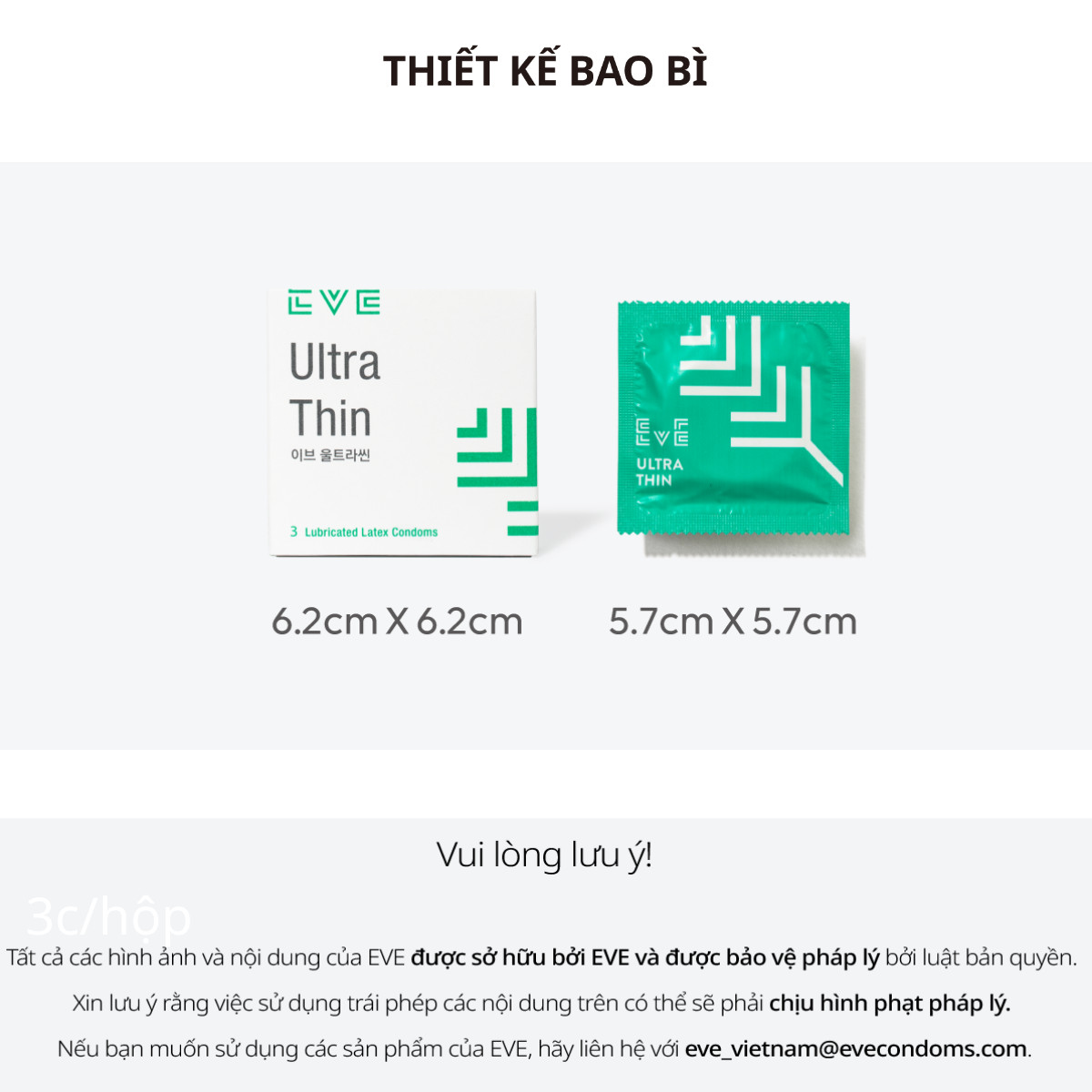 Bao cao su EVE UltraThin - Thuần túy và Ẩm Mượt - 100% latex tự nhiên không mùi - Nhập khẩu chính hãng Hàn Quốc