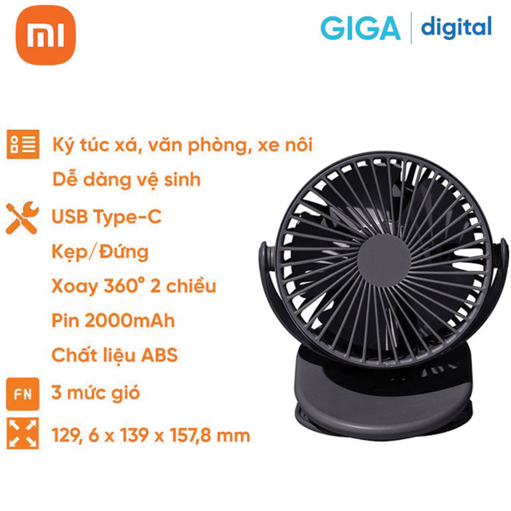 Quạt tích điện để bàn mini Xiaomi SOLOVE F3 Hàng Chính Hãng