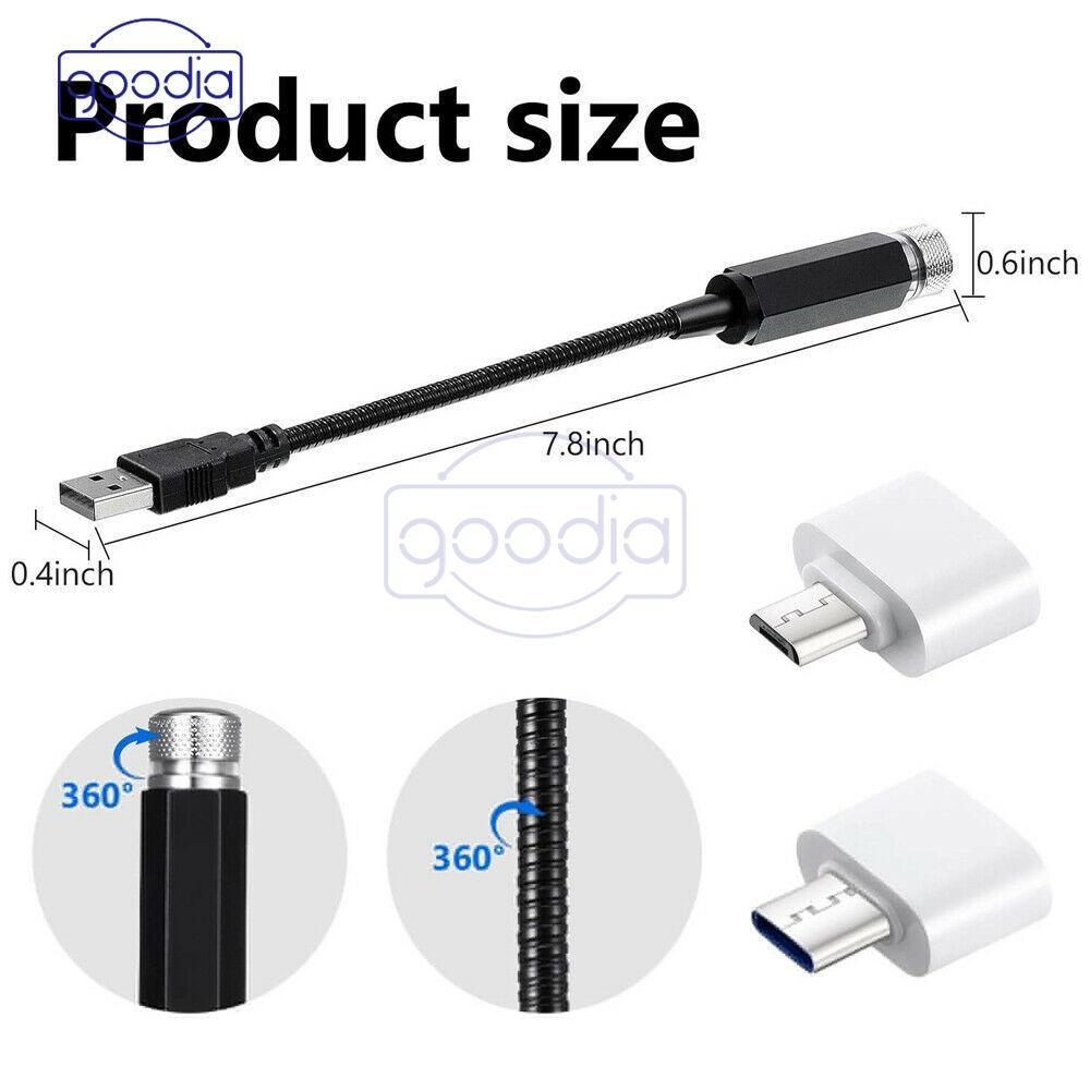 Goodia - Đèn LED RGB Cổng USB Gắn Trần Xe Hơi Tạo Không Khí Ngôi Sao Đêm Cảm Ứng