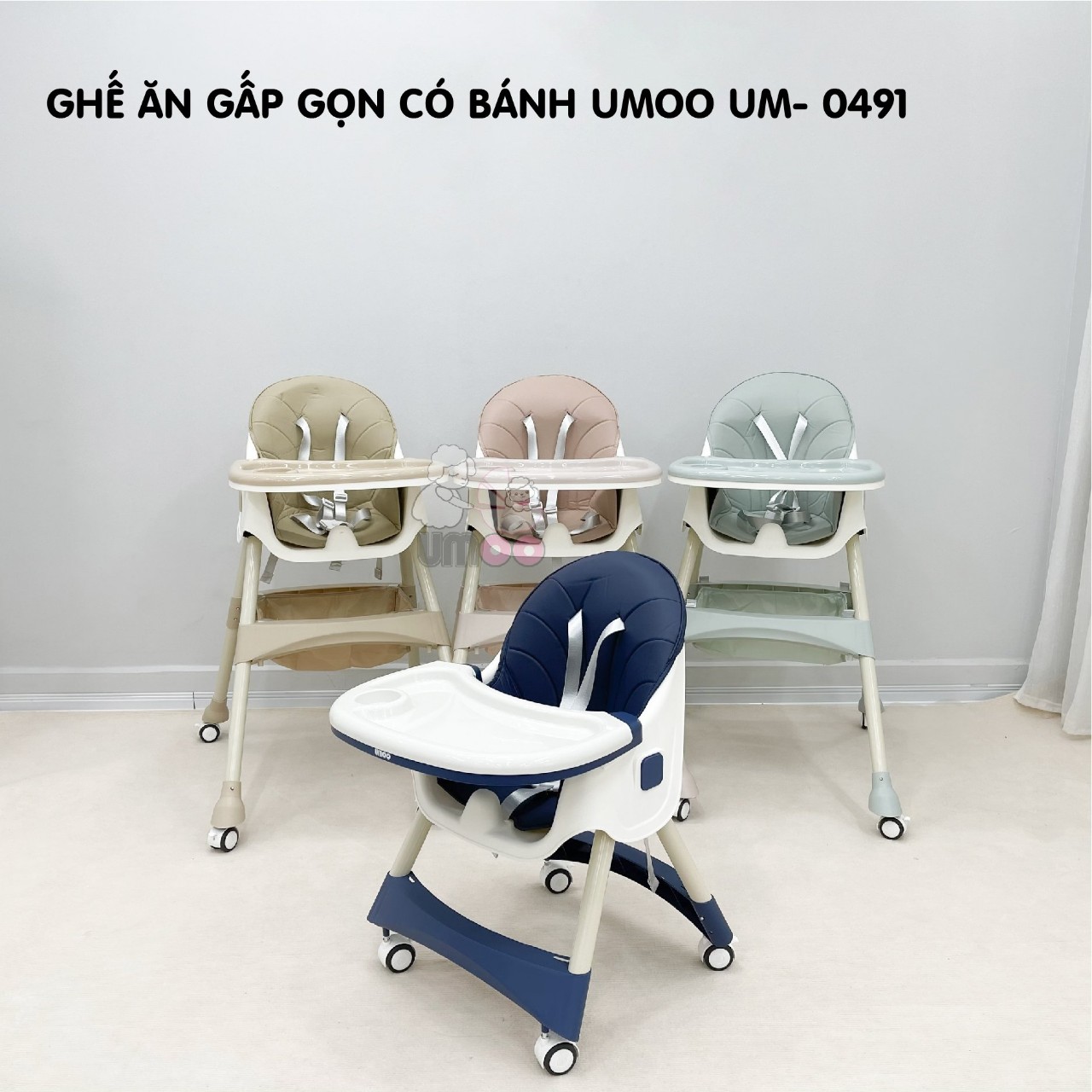 Ghế ăn dặm Um.oo cho bé - Màu ngẫu nhiên - 7 nấc điều chỉnh