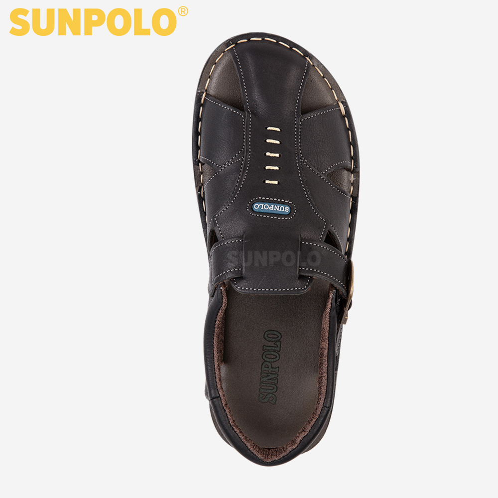 Giày Sandal Bít Mũi Nam Da Bò SUNPOLO SDA007 (Đen, Nâu)