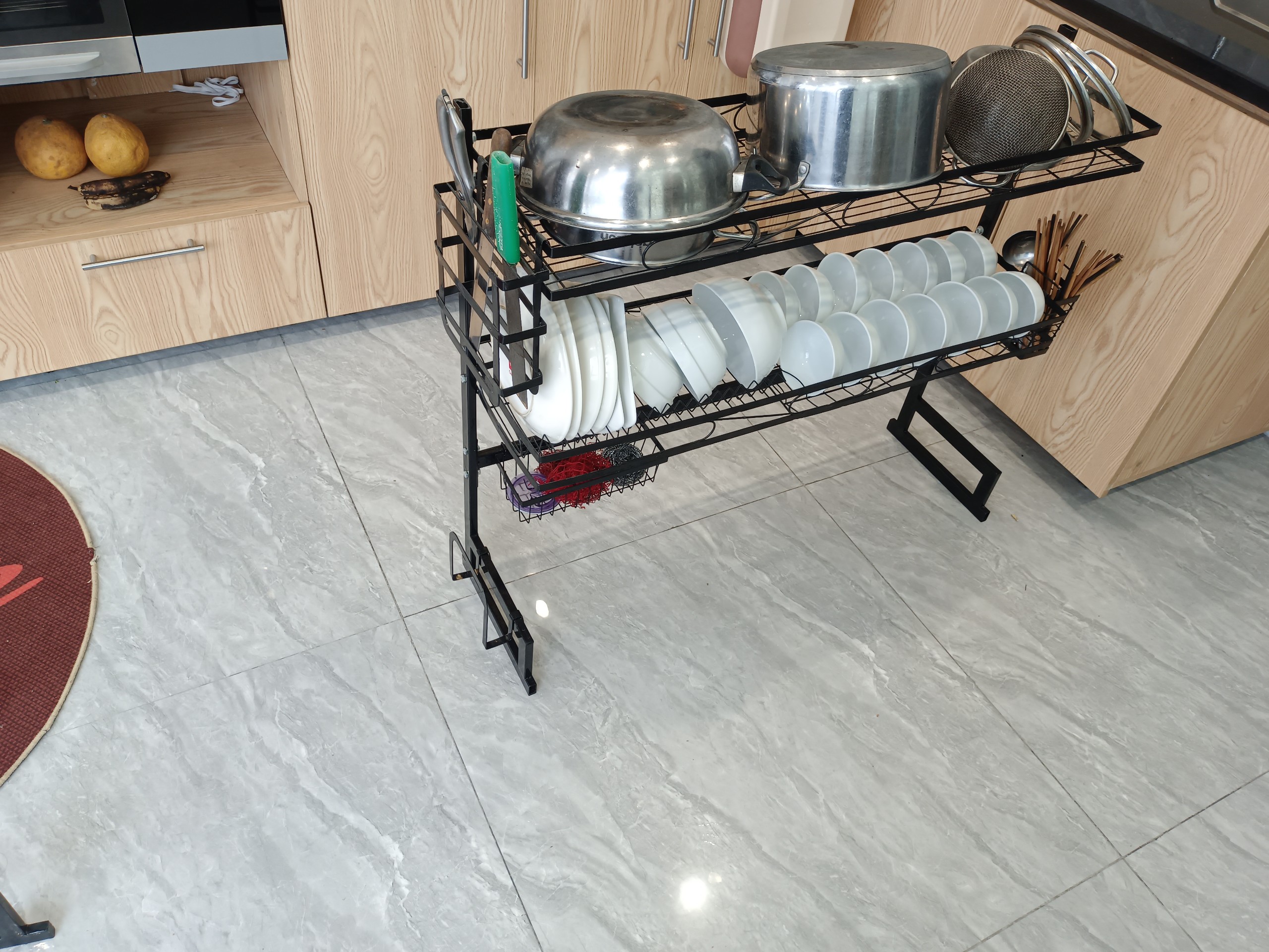 Mẫu mới / Giá Xưởng Tận Gốc. Kệ Úp Chén Bát 2 tầng sơn tĩnh điện màu đen đa năng tiện ích chính hãng
