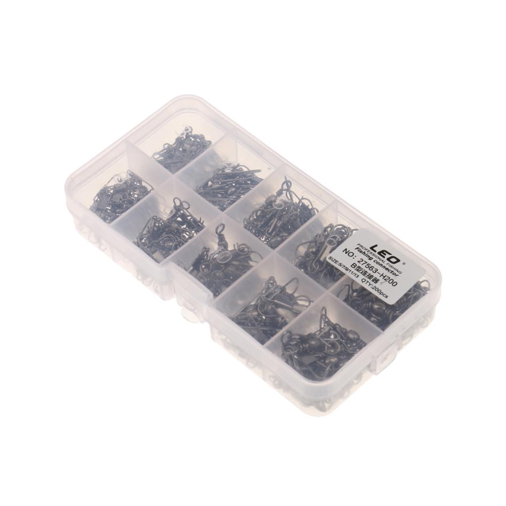 200Pcs Lures Hook Line Fast Link Connector Swivels Coarse Sea Fishing Tackle