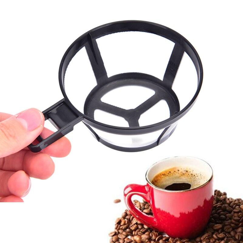 1 Pcs Reusable Coffee Pot Filter Holder Mesh Basket With Handle Kitchen Gadgets Tools Coffee Maker Filter Tea Brewer Strainer