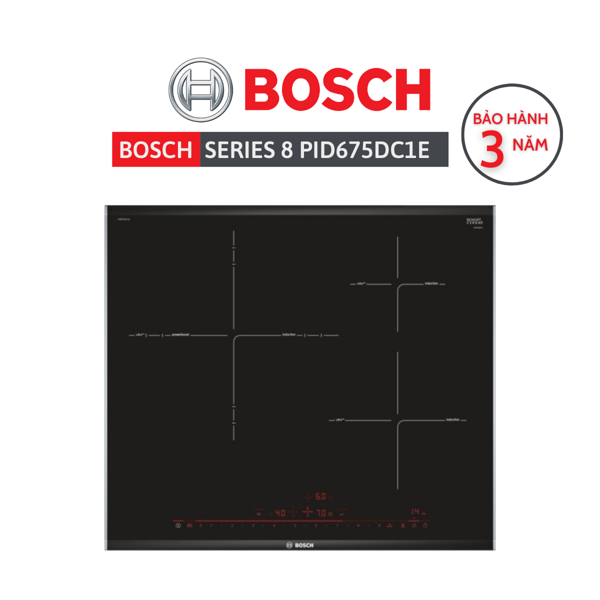 Bếp từ 3 vùng nấu Bosch PID675DC1E - Series 8 - SX Tây Ban Nha - Hàng chính hãng