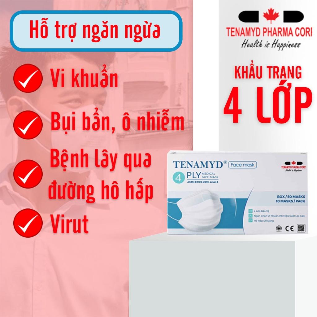 (COMBO 5 HỘP) Khẩu Trang Y Tế 4 Lớp Tenamyd Chính Hãng