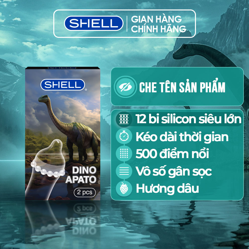 Bao cao su Shell Dino Apato - Hộp 1 phụ kiện + 1 bao Shell Performax (Hộp 2 cái) | SHELL CHÍNH HÃNG