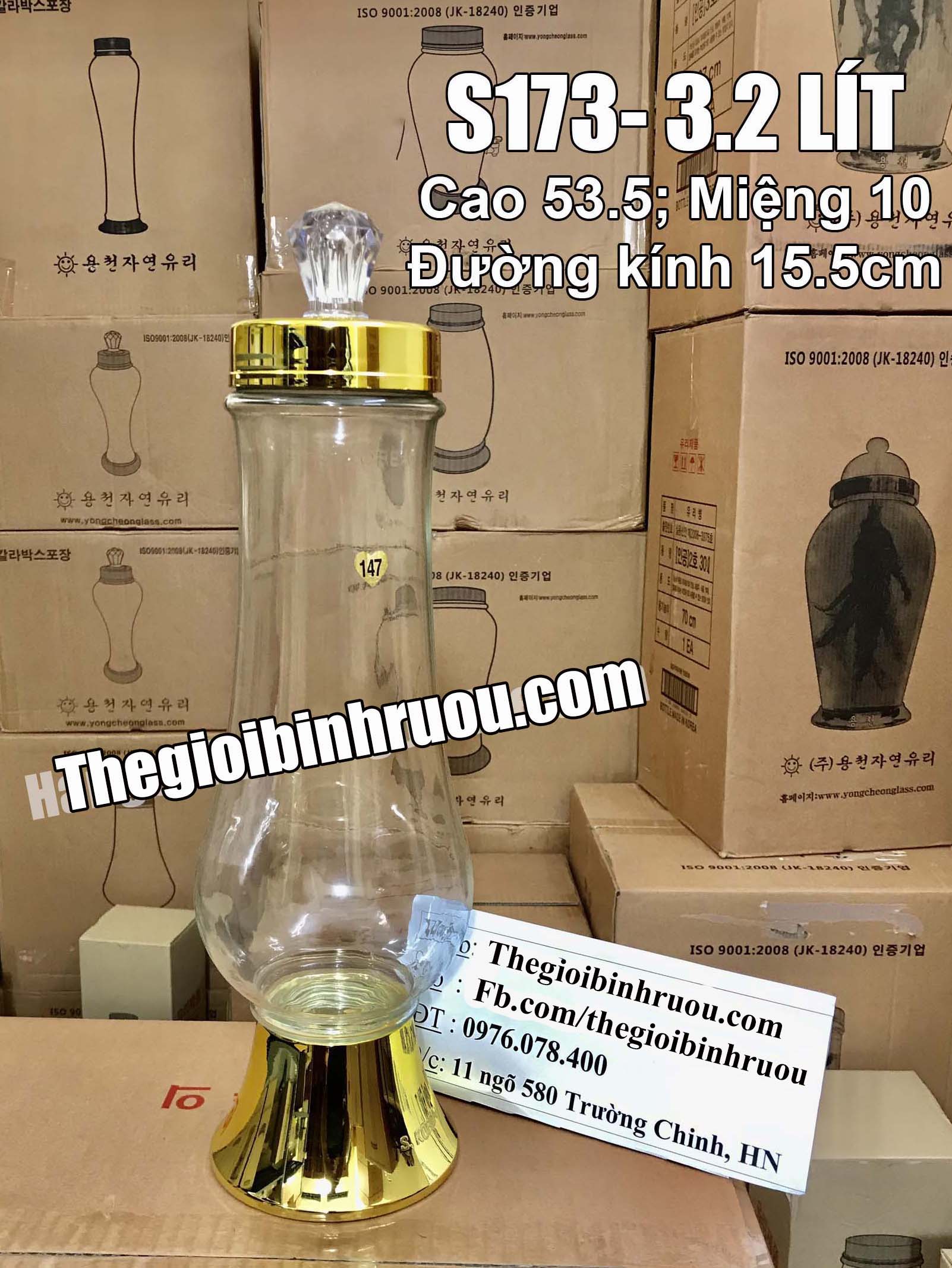 Bình Thủy Tinh Ngâm Rượu Hàn Quốc 3.2L- Bình Rất Sang Trọng